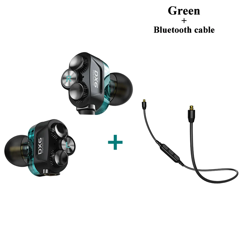 Plextone DX6 съемный наушник Комбинируемый Bluetooth три единицы гарнитура проводные наушники-вкладыши с микрофоном стерео бас для телефона xiaomi - Цвет: Green with Bluetooth
