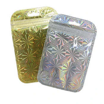 

50 Pieces Small Size Zip Lock Bag Plastic Gold Silver Self Sealing Storage Jewelry Packing Pocket Clear Resealable Bags