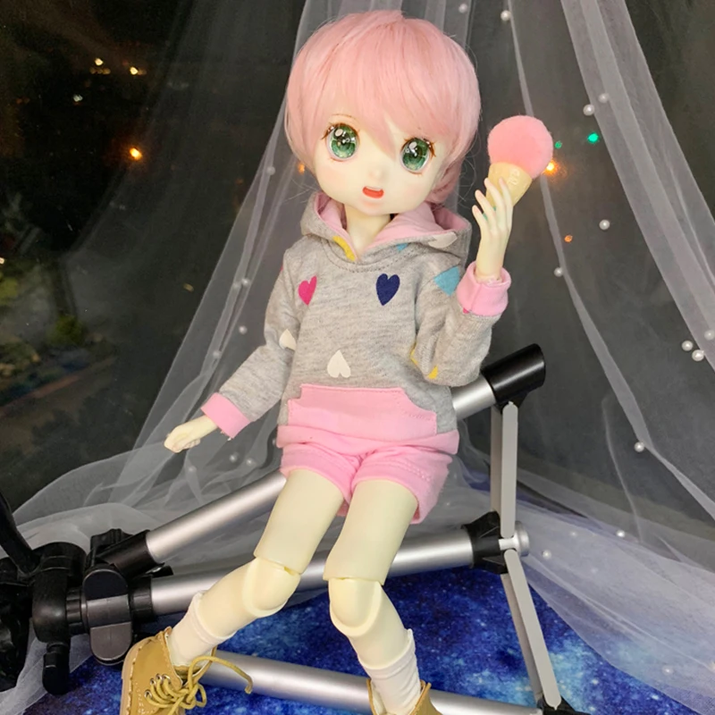 Одежда для кукол 1/6 1/4 1/3 BJD одежда толстовки+ Штаны костюмом для 1/6 1/4 1/3 BJD кукла аксессуары свитера для кукл - Цвет: Розовый