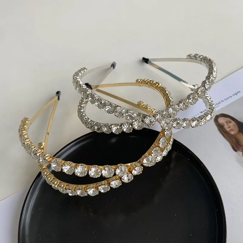 High-grade Alloy Rhinestone Headbands Fashion Hair Accessories Women Hollow Cross Baroque Hairbands Boutique Hair Hoop Headwear goody hair clips