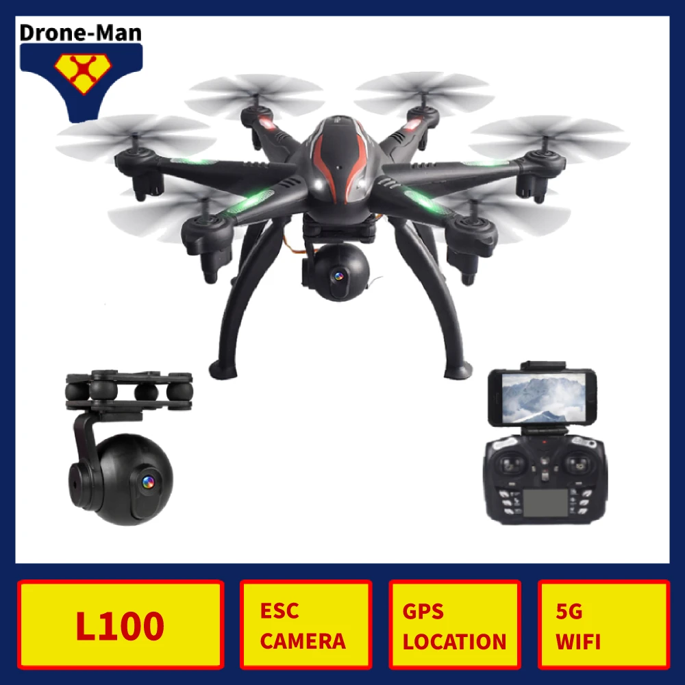 

RC Quadcopter L100 Drone GPS 4K HD ESC Wide Angle Camera 5G WIFI FPV Selfie Drones Professional 400m Long Distance Follow Me