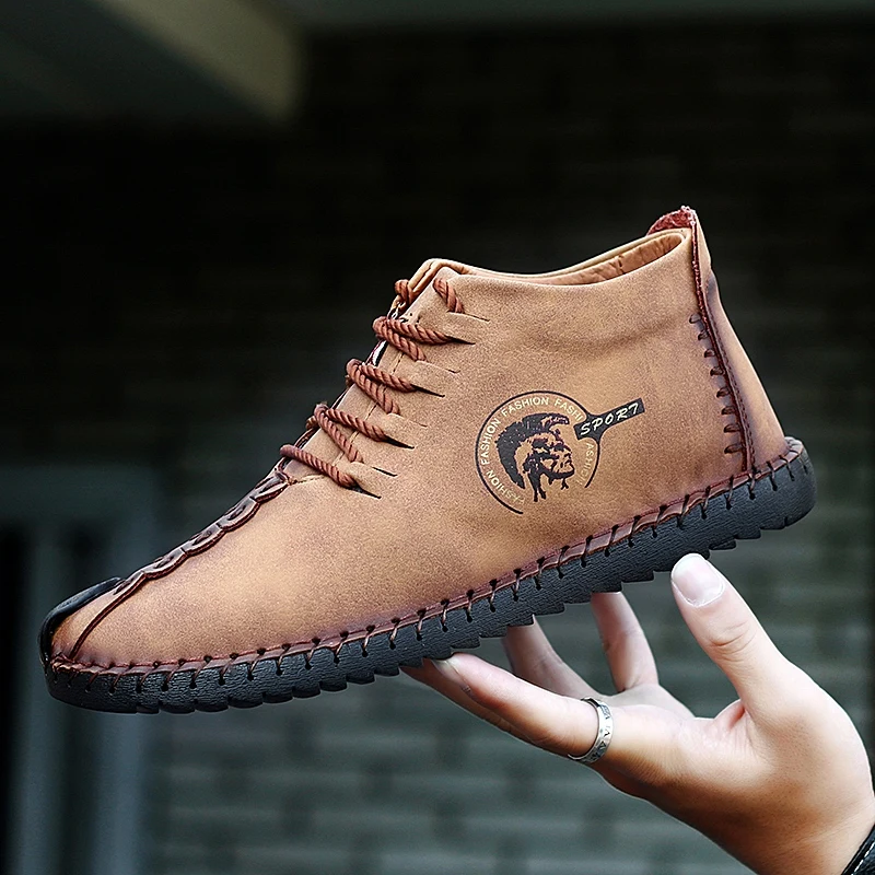 

Fashion Men Boots High Quality Split Leather Ankle Snow Boots Shoes Warm Fur Plush Lace-Up Winter Shoes Plus size 38~47 w5