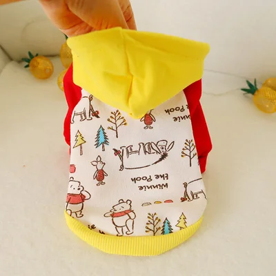 Yellow bear PETCIRCLE/осенне-зимняя одежда для собак, толстовки с капюшоном с милым рисунком собаки, пальто с принтом, двуногая одежда для домашних животных, одежда для маленьких и средних размеров - Цвет: Yellow bear