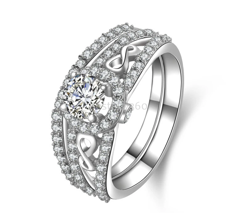 0.5ct 925 пробы серебряные ювелирные изделия женские SONA Диамант кольцо полосы набор полный размер
