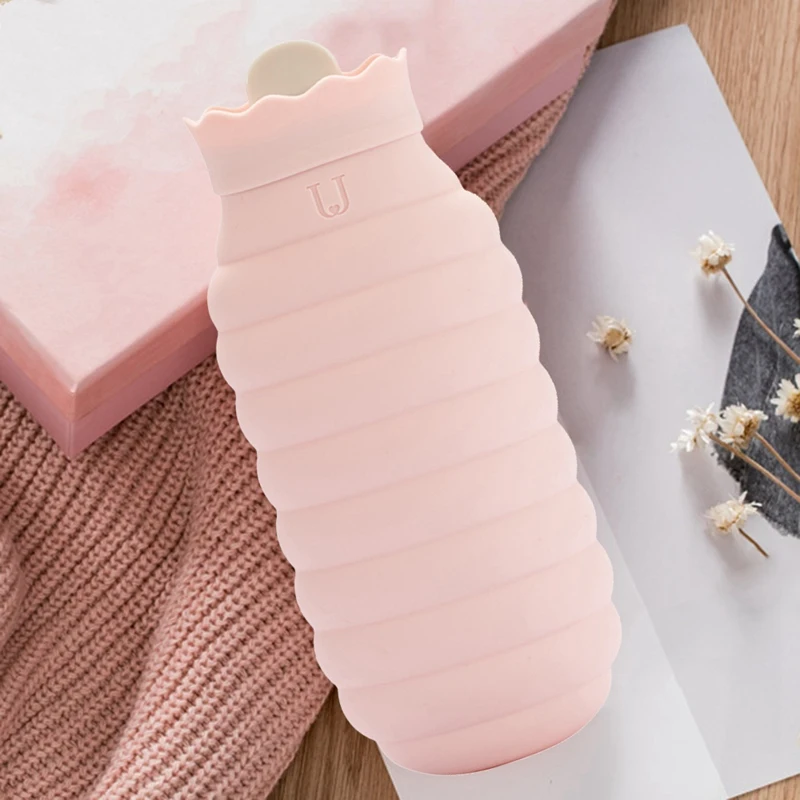 Pink Xiaomi Jordan& Judy сумка для горячей воды 620 мл Микроволновая печь нагревательная силиконовая бутылка зимний нагреватель с трикотажной крышкой грелка для горячей воды - Цвет: Pink