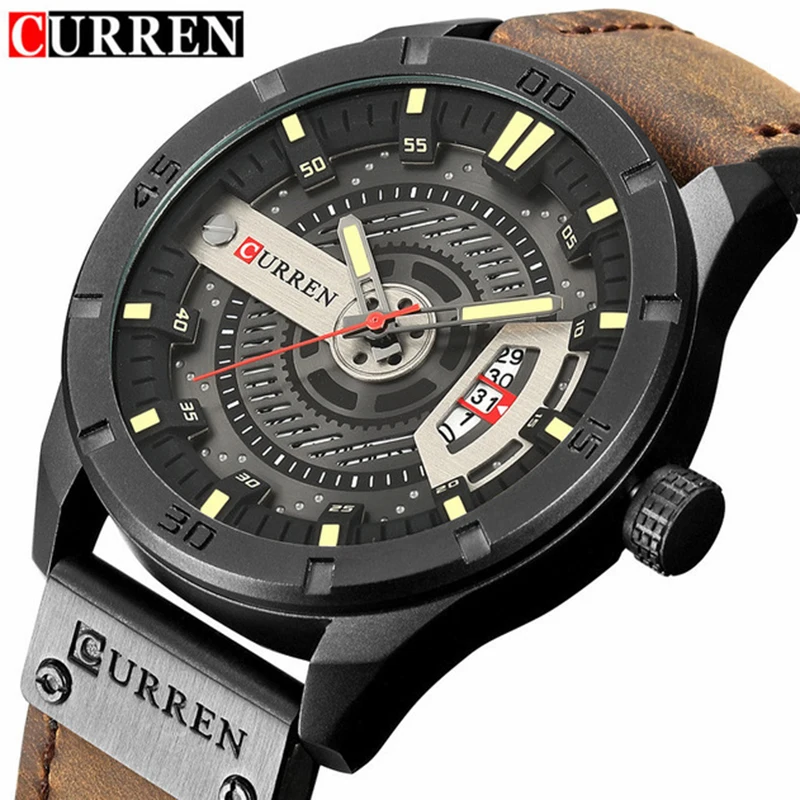 

Fashion Mens Watches Curren Brand Luxury Leather Quartz Men Watch Casual Sport Clock Male Relogio Masculino 8301 Drop Shipping