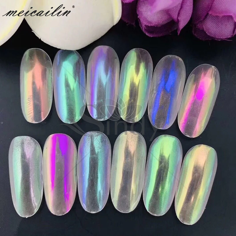 Arte do Unha Caixa Camaleão Unha Glitter Power 12 Cores Nude Gelo Transparente Espelho Unicórnio Gel uv Pigmento pó Decoração 0.3 g - 5 Brilho p unha