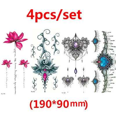 style 10-4pcs 2/3/4/7 штук Временные татуировки 3D татуировки Водонепроницаемый наклейки для боди-арта переводка переводные наклейки для Для женщин и девочек - Цвет: style 10-4pcs