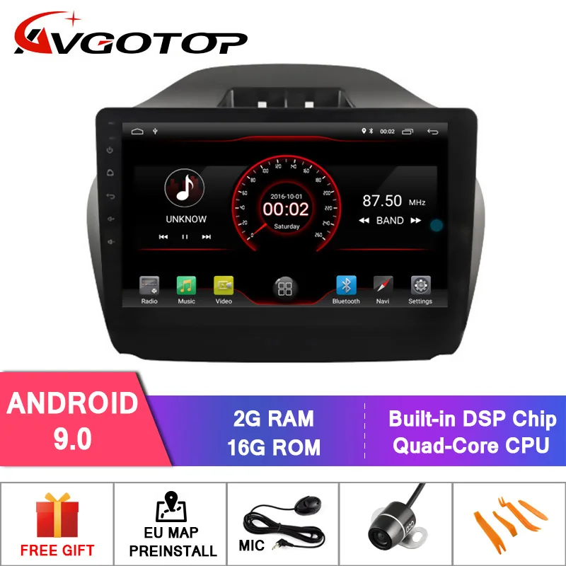 AVGOTOP Android 9 Bluetooth GPS Автомобильный радиоприёмник dvd-плеер для HYUNDAI TUCSON/IX35 2009-2012