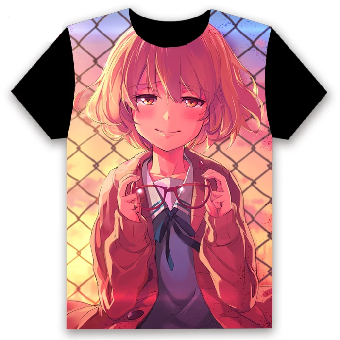 22 Мужская футболка аниме Kyoukai no Kanata Косплей-костюм Kuriyama Mirai короткий рукав унисекс черная футболка Летняя Повседневная мода Harajuku топы - Цвет: 22