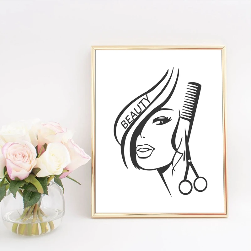 Волосы декор для салона красоты Парикмахерская сексуальная девушка печать