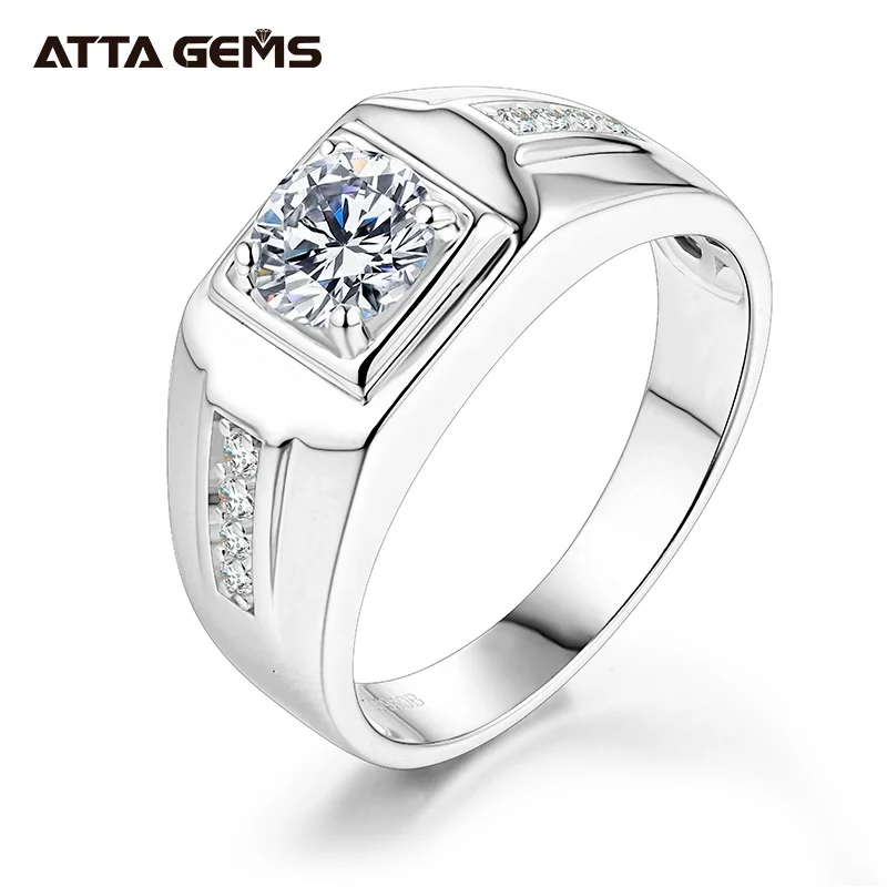 Attagems 925 Sterling Silver Men's College Graduation Rings 1.0CT 6.5mm ...