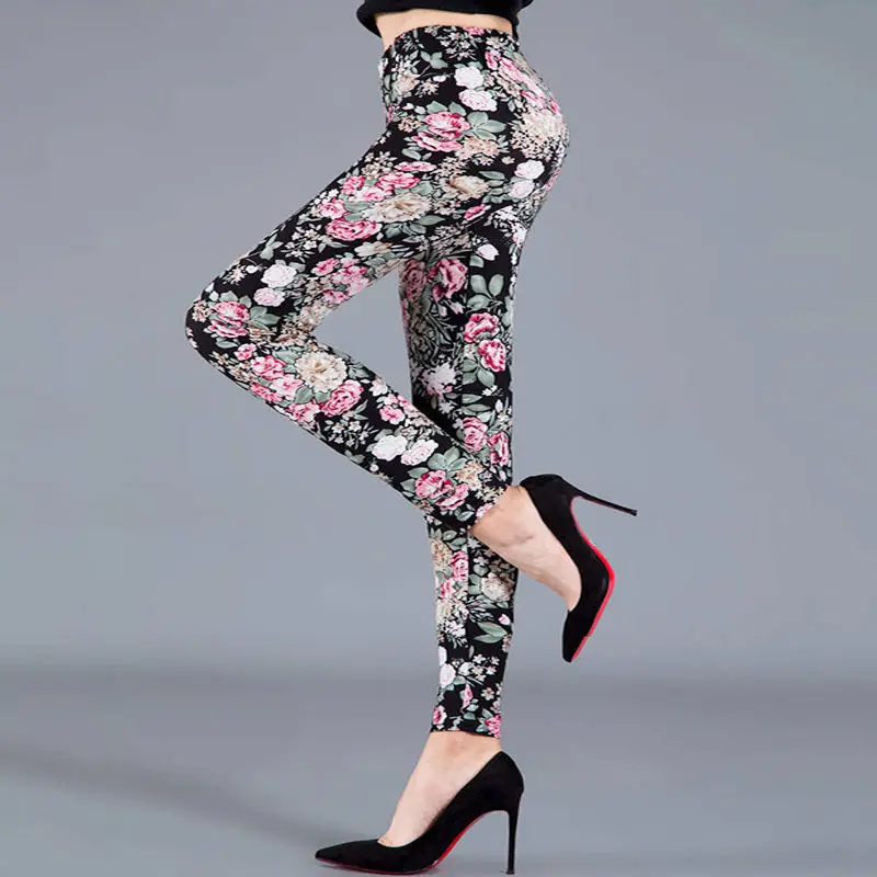 Sexy Women Legging Leaf Printing Fitness Leggins Fashion Slim Legins High Waist Leggings Woman Clothing Colorful Leggings Women