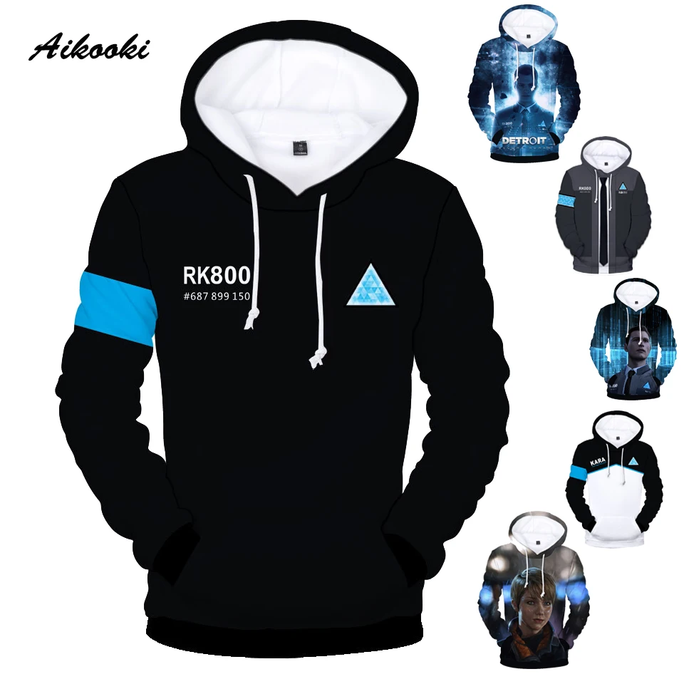 

Aikooki Hot Games Detroit Become Human 3D Print Hoodies Sweatshirt KARA RK800 Uniform Unisex Casual Hooded Loose Hoodie Clothing