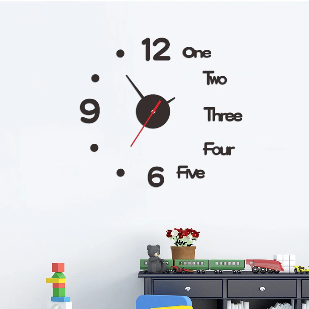 Wall Clock DIY 3D Mirror Acrylic Number Display Silent Quartz Movement Clock Stickers Home Decoration for Living Room Bedroom