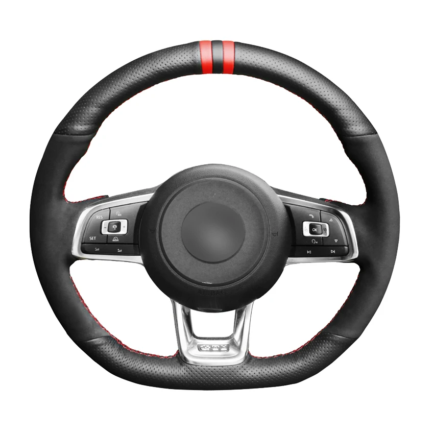Coprivolante Per Auto In Vera Pelle Scamosciata Nera Per Volkswagen Golf 7 Gti Golf R Mk7 Vw Polo Gti Scirocco 2015 2016