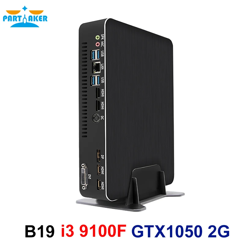 

Partaker Gaming Computer i3 9100F GTX1050 2GB Dedicated Card Mini PC Desktop Computer 2*DDR4 2*HDMI 2.0 1*DP 1*DVI WiFi