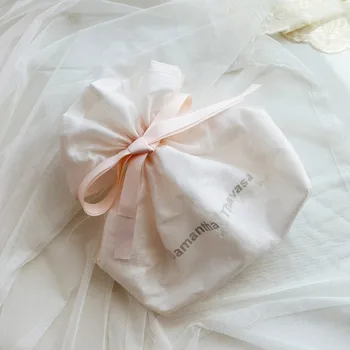 

Custom Logo Satin Package Bag Jewelry Beads Home storage Package Bag beige 50pcs/lot