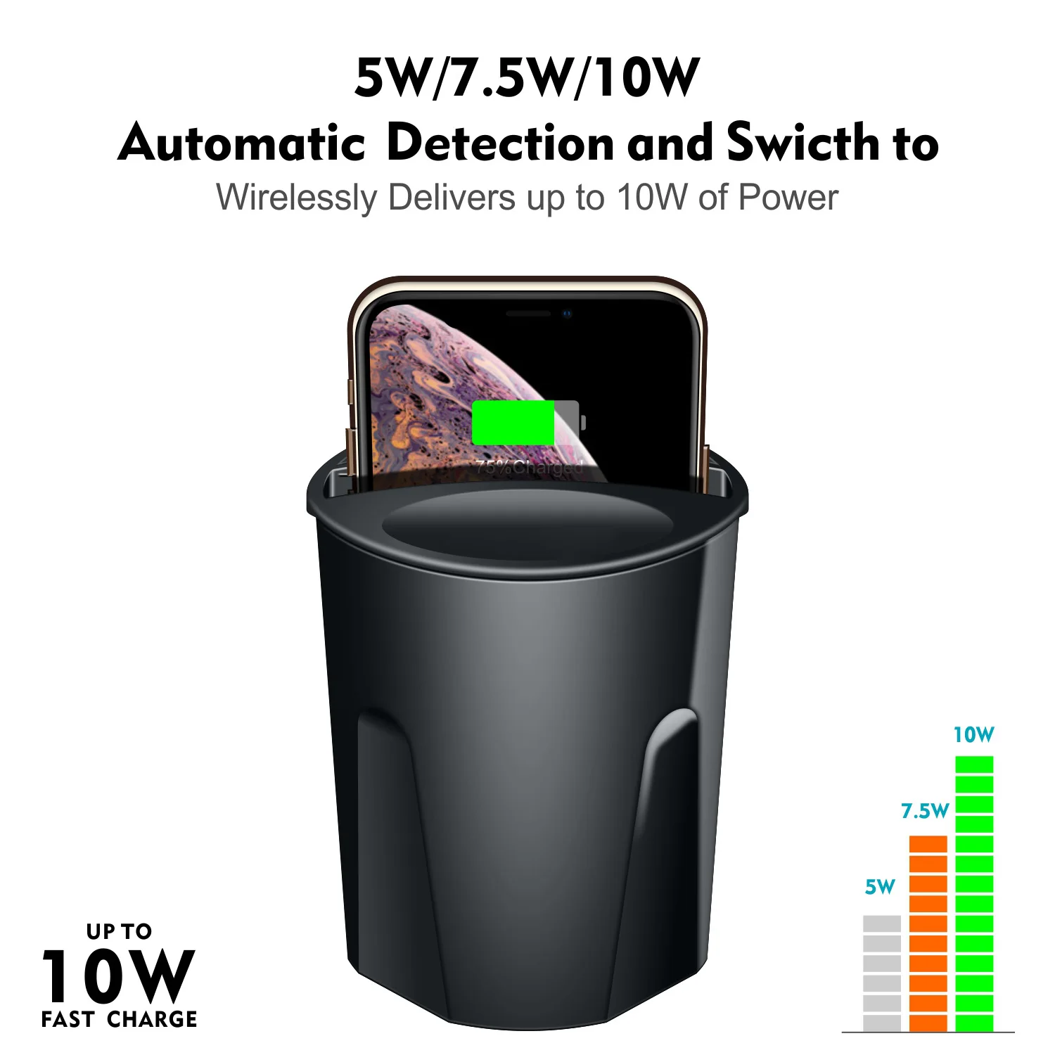 Car Wireless Charger Cup Charge Stand Charging Mount Phone Holder for Smartphone WIF66