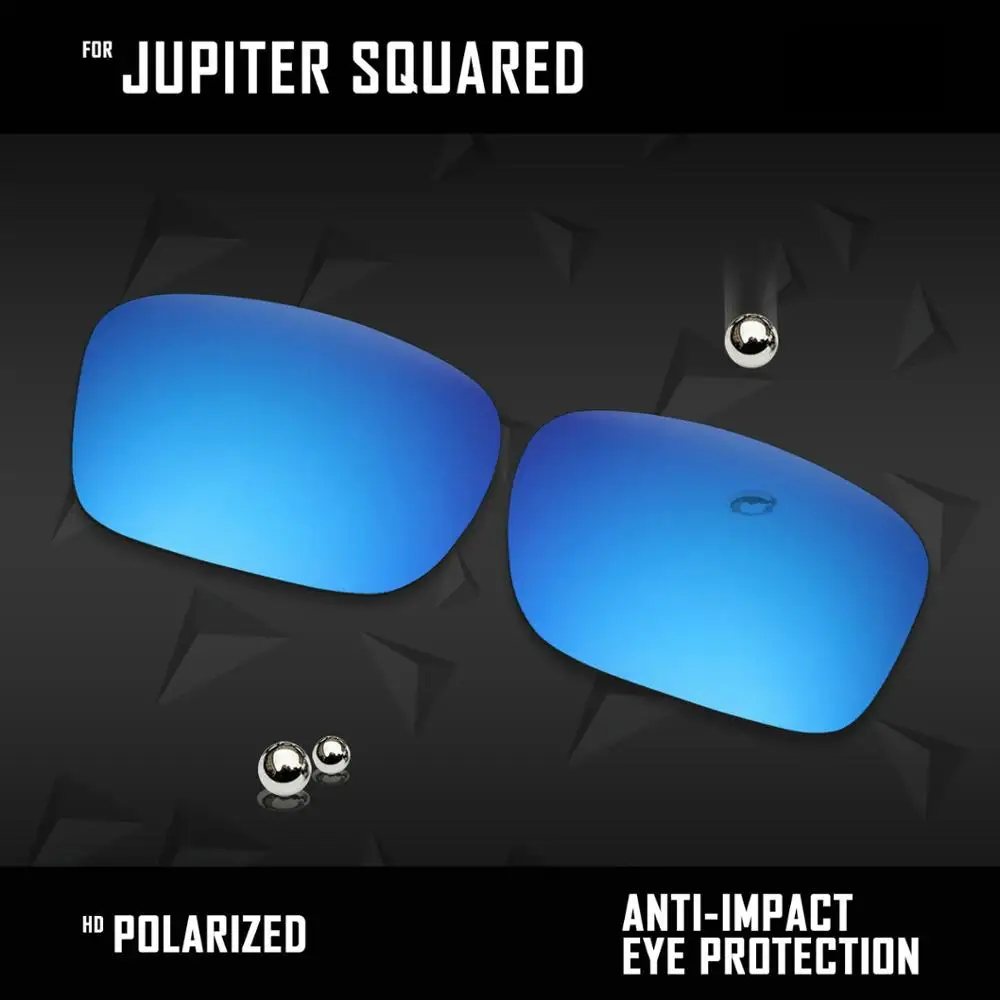 OOWLIT 5 Pairs Polarized Sunglasses Replacement Lenses for Oakley Jupiter Squared OO9135-Black& Silver&Blue&Red&Emerald Green