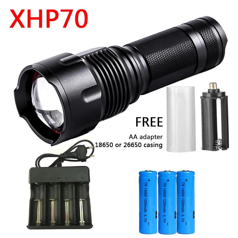 Litwod Z401006 CREE XHP70 XHP50 XM-L2 U3 XM-L T6 Мощность Фул светодиодный фонарик Фонарь Мощность 26650 18650 14500 AA с возможностью зарядки аккумулятора - Испускаемый цвет: XHP70