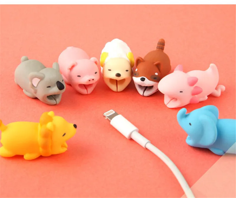 Animal Cable Bite Protector Winder Cute Cartoon Cover Protect Case Wire Organizer Holder For IPhone Huawei xiaomi Earphone cable