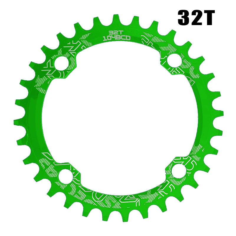 round 32T green 104BCD круглая цепь колеса узкая широкая цепь MTB болты горный велосипед 32T 34T 36T 38T шатуны один зуб пластина часть - Цвет: round 32T green