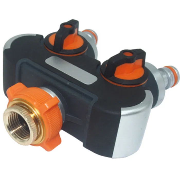 Garden Hose Splitter Adjustable Lockable Rubberized Tap Connector for Outdoor Garden PI669