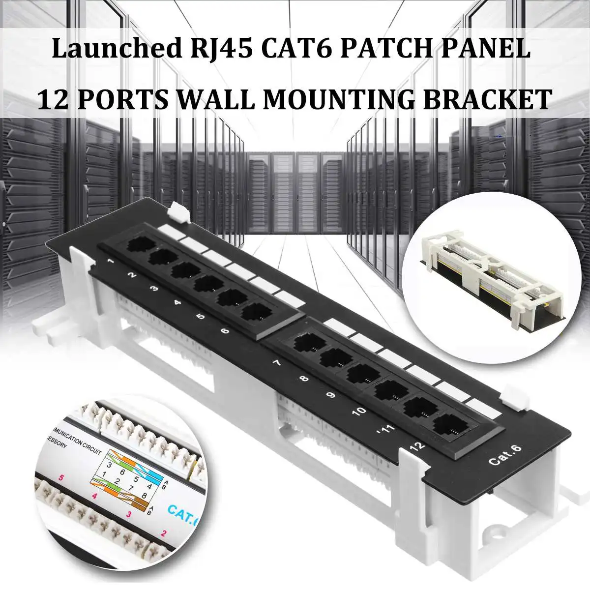 Сетевой набор инструментов 12 портов CAT6 патч-панель RJ45 сетевой настенный держатель для ванной комнаты с поверхностным настенным