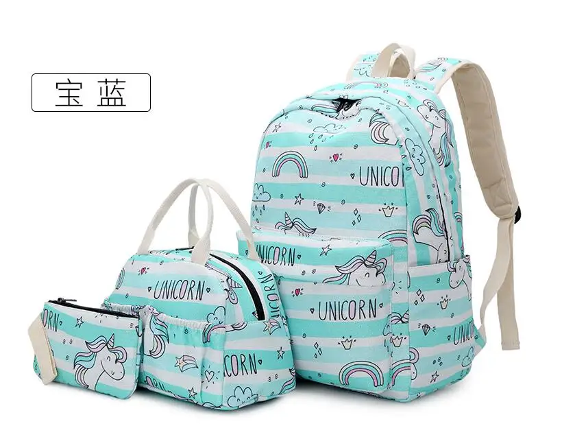 High quality unicorn nylon school bags for girls schoolbag Fashion printing backpack for ladies backpacks mochilas rucksack - Цвет: Photo color
