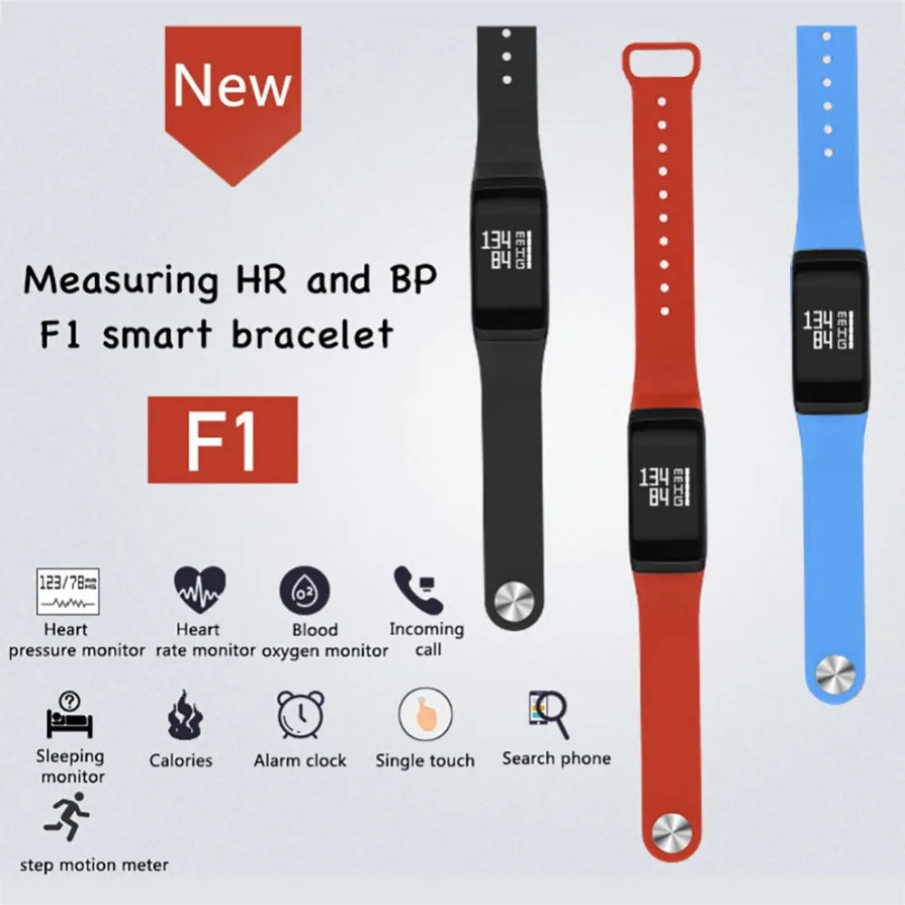 EDAL фитнес-трекер модный браслет пульсометр смарт-браслет F1 Smartband кровяное давление с шагомером браслет