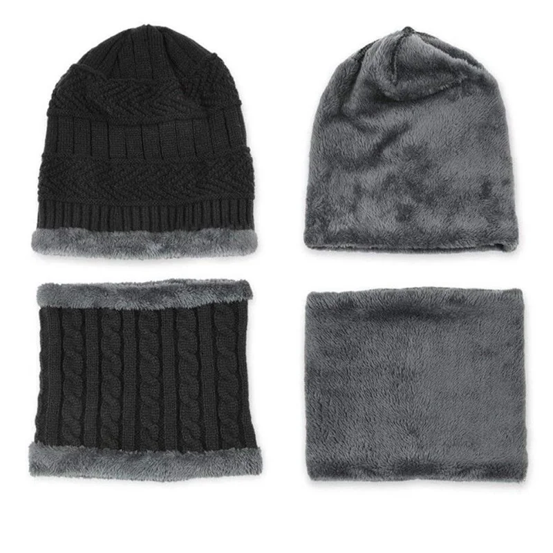 2 шт. детская зимняя теплая вязаная шапка с шарфом, набор Skullies Beanies для женщин, набор для спорта на открытом воздухе