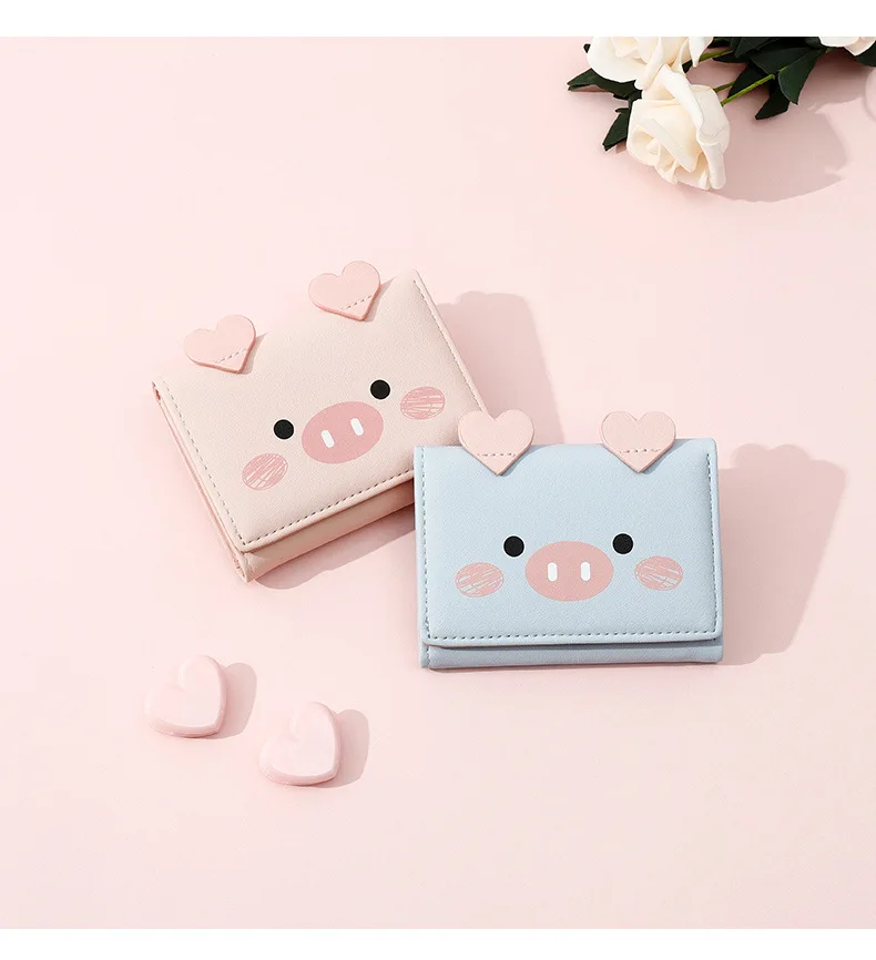 Cartoon Pig Cute Kawaii Wallet for Teen Girl Small Candy PU Leather Rfid Wallets Women 2019 Ladies Hasp Fashion Handy Coin Purse (10)