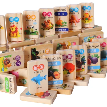 

Dominoes set Chinese character digital domino and Fruits domino Cognitive Domino educational toy for children Early Training toy