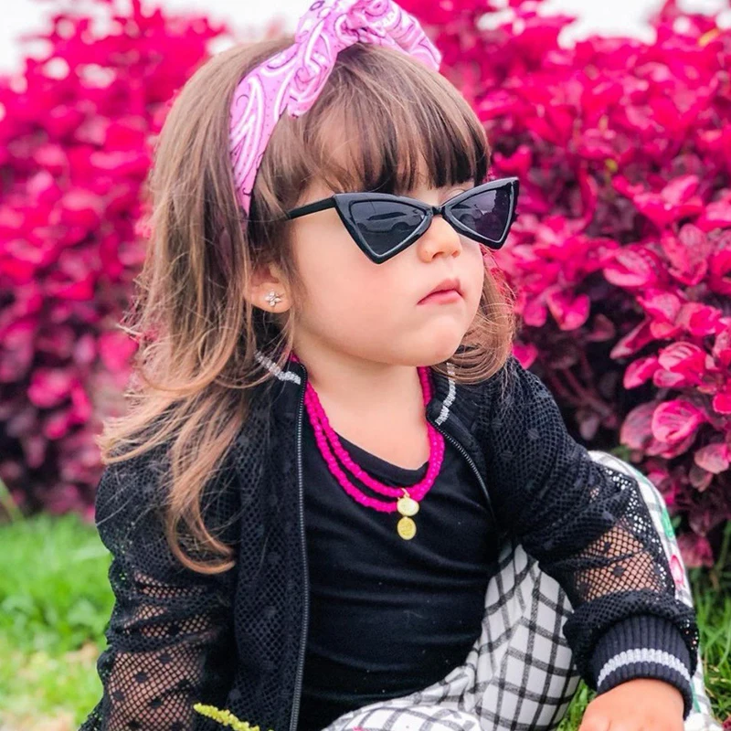 HKNA 2022 Lovely Triangle Sunglasses Children Cateye Eyewear for Boys/Girls Luxury Brand Glasses Kids Gafas De Sol Mujer UV400