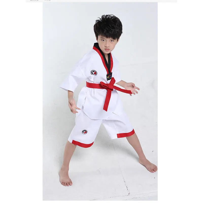 Детская одежда для тхэквондо, комплекты одежды для маленьких мальчиков и девочек черный, красный, белый пояс для маленьких мальчиков и девочек, тхэквондо, короткая одежда