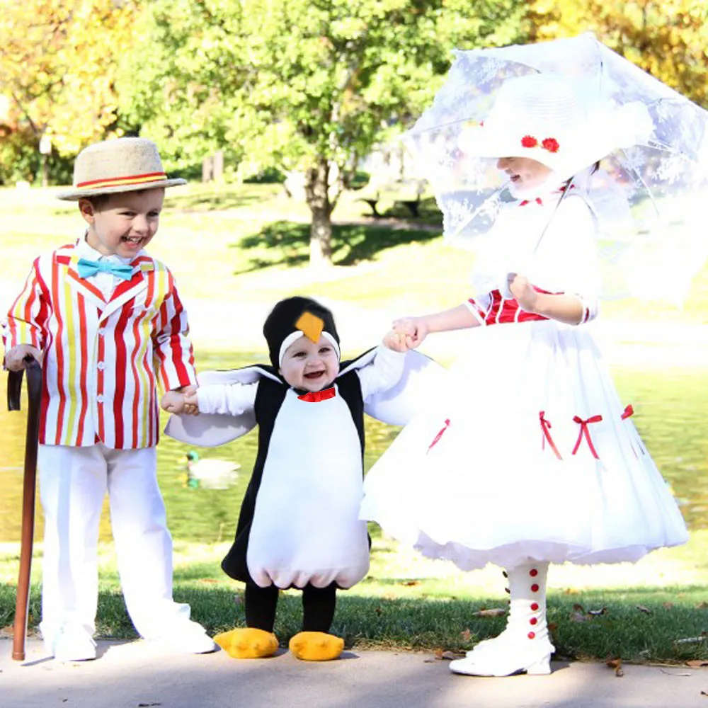 Новинка года; карнавальный костюм на Хэллоуин для маленьких мальчиков и девочек детский комбинезон; комплект одежды для малышей; маскарадные комбинезоны в виде пингвинов; Одежда для младенцев; xs
