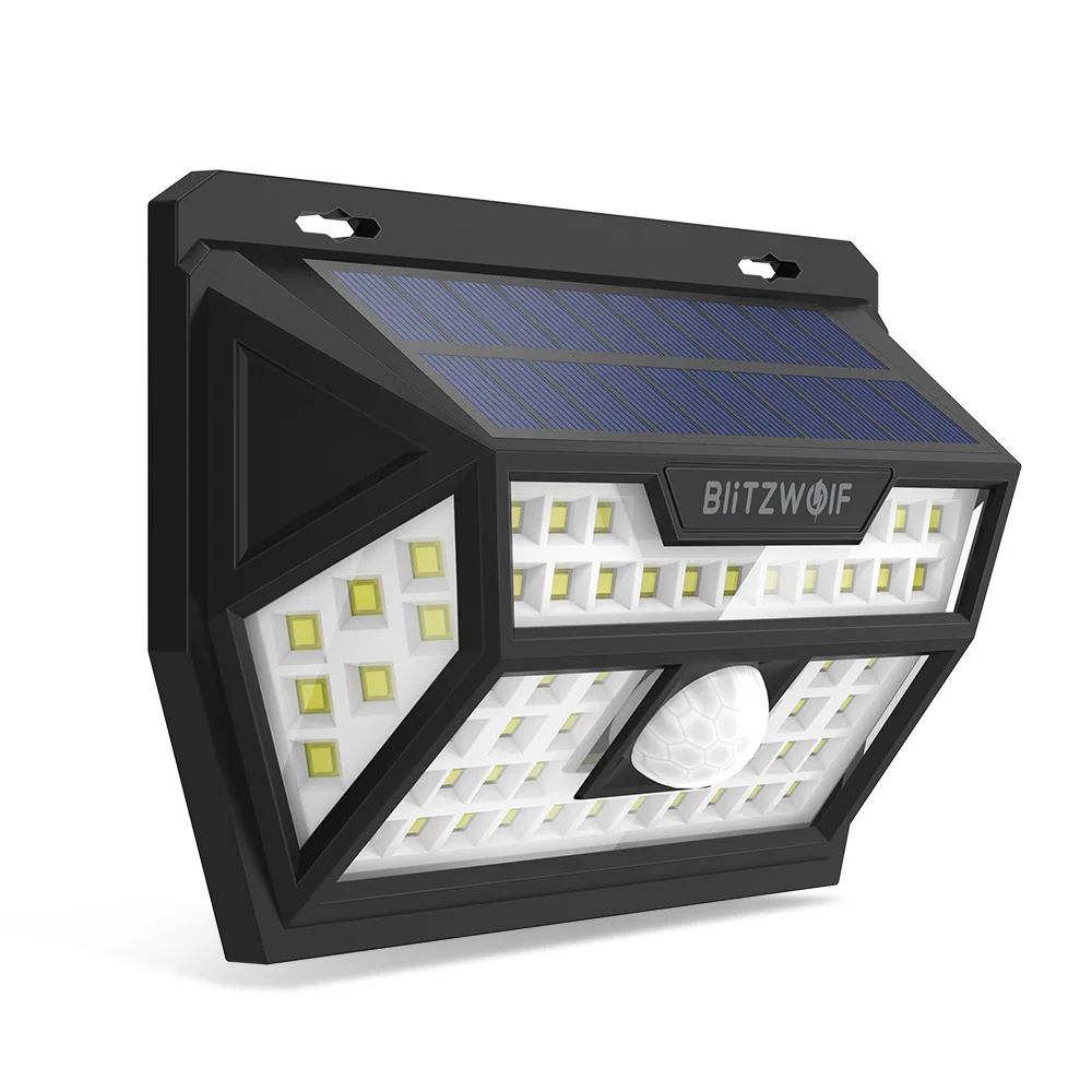 Черный Blitzwolf BW-OLT1 солнечной энергии 62 светодиодный умный PIR датчик движения управление IP64 Настенный светильник лампа для наружного садовая дорожка двор Scecurity - Цвет: Черный