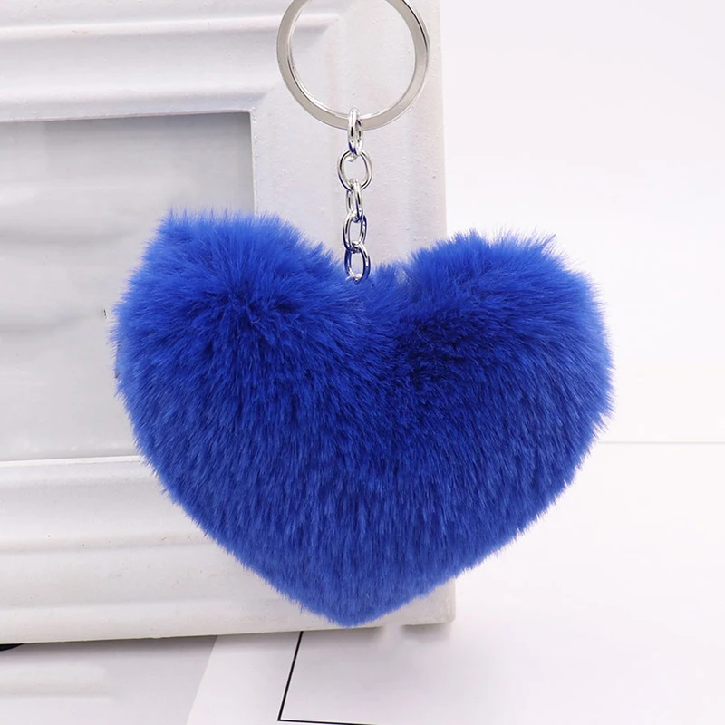 Пушистая подвеска в виде сердца с помпоном брелок для ключей кольцо женщин