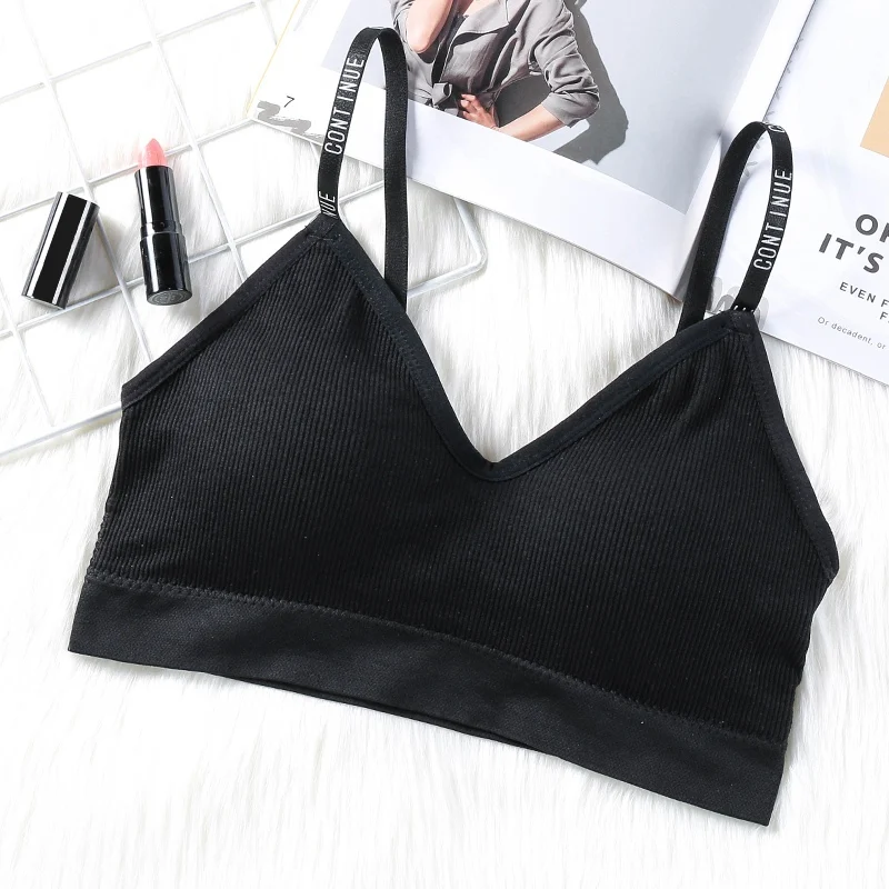 Женские беспроводные бюстгальтеры с подкладкой топы надписями и бретельками