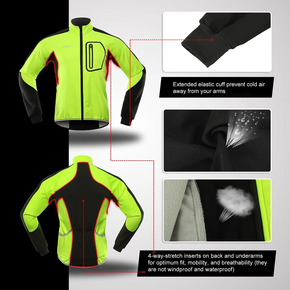 2019 Men Winter Thermal Softshell Cycling Jacket Windproof Waterproof Bike Jacket MTB Coat Bicycle Clothing Reflective BG011