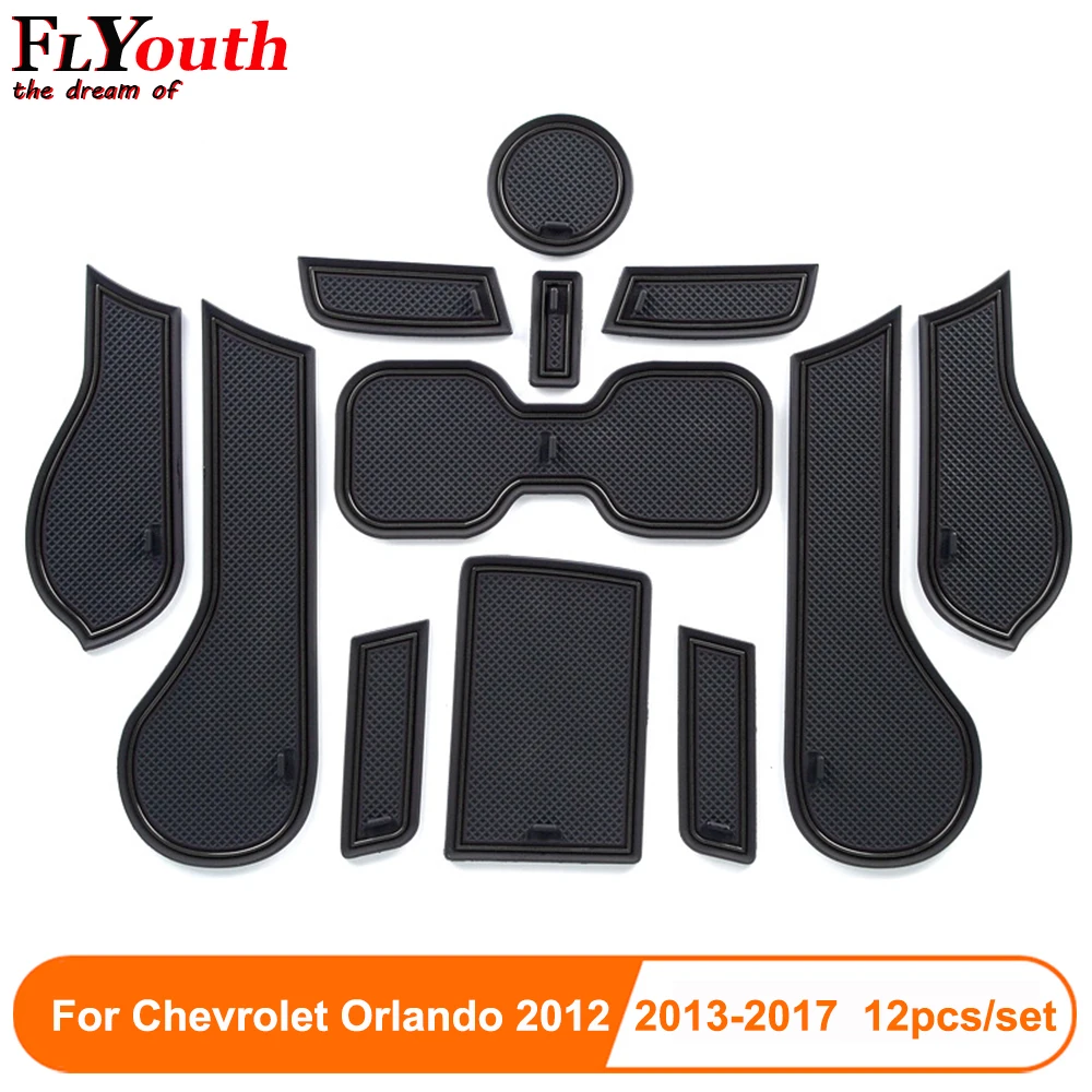 Нескользящий коврик для ворот и чашек для Chevrolet Orlando 2012 2013-2017, внутренний нескользящий коврик, аксессуары, дверной коврик, 12 шт., Стайлинг автомобиля