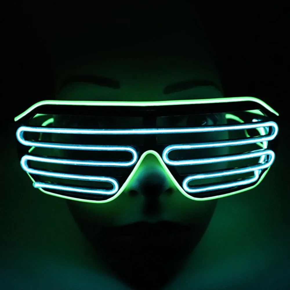 jade green blue Неоновые вечерние очки EL Wire неоновые светодиодные очки бокалы с подсветкой Rave костюм вечерние диджей солнцезащитные очки декор для вечеринки в честь Дня Рождения - Цвет: jade green blue