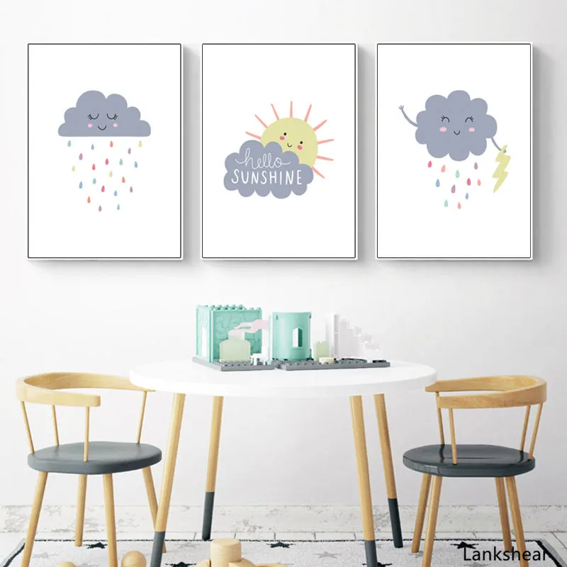 Солнечного света на холсте Плакаты принты для детской прогноз настенная