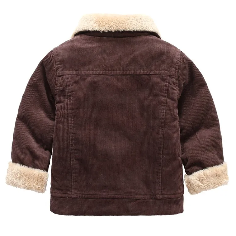 Autumn winter children's clothing jacket boys girls warm jacket children's baby rabbit plush thick coat lapel corduroy coat