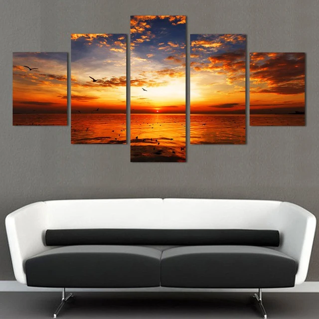 

Modular Picture Large Canvas Framework 5 Panels Sea View Tableau Printed Painting for Bedroom Living Room Home Wall Art Decor