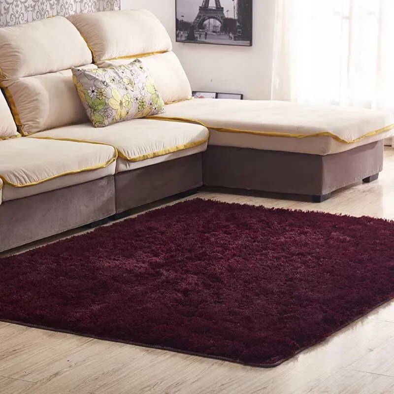 wine red Современный пушистый прямоугольный ковер для гостиной домашний плюшевый пол ковры для спальни прикроватное одеяло дверной коврик для ног моющийся - Цвет: wine red
