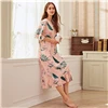 SHEIN розовый цветочный принт рюшами подол ночная рубашка для женщин милый Ночной костюм Лето Осень кружево отделка рукав Цветочный пижамы Ночная рубашка