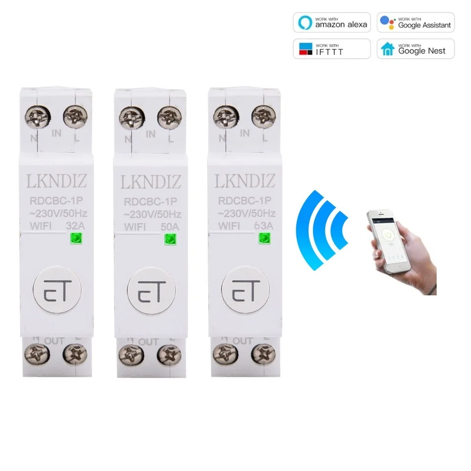 

1P WIFI Din Rail Circuit Breaker Smart Timer Switch Relay Remote Control By EWeLink APP Smart Home Compatiable With Alexa Google