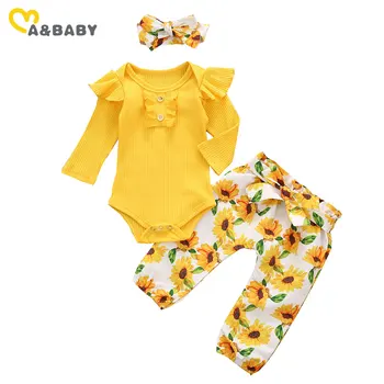 

Ma&Baby 0-18M Autumn Newborn Infant Baby Girl Flower Clothes Set Knitted Ruffles Romper Bow Pants Outfits